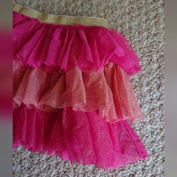 Tucker + Tate Tulle 3 layers tiered gold sparkle pink Skirt sz 3 - Picture 4 of 9